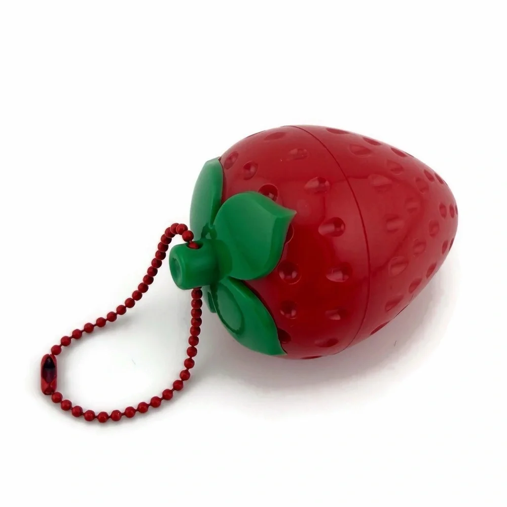 Red Strawberry Shaped Lip Balm Keychain